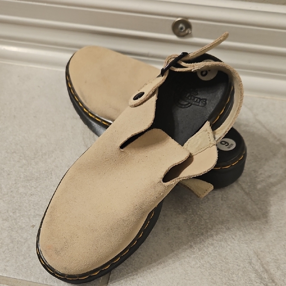 Dr. Martens Carlson Suede Mule Shoe...Cream View 4